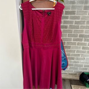 NWOT Torrid Magenta Lace Overlay Ponte Skater Dress Size 22